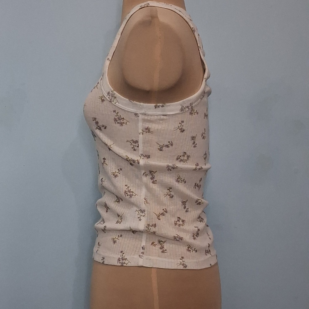 Brock Collection x H&M Womens Sm Racerback Tank Top Ribbed Stretch Floral Dainty - Picture 2 of 10